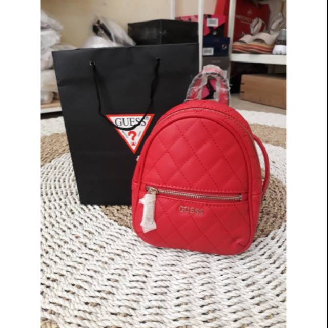 guess red mini backpack