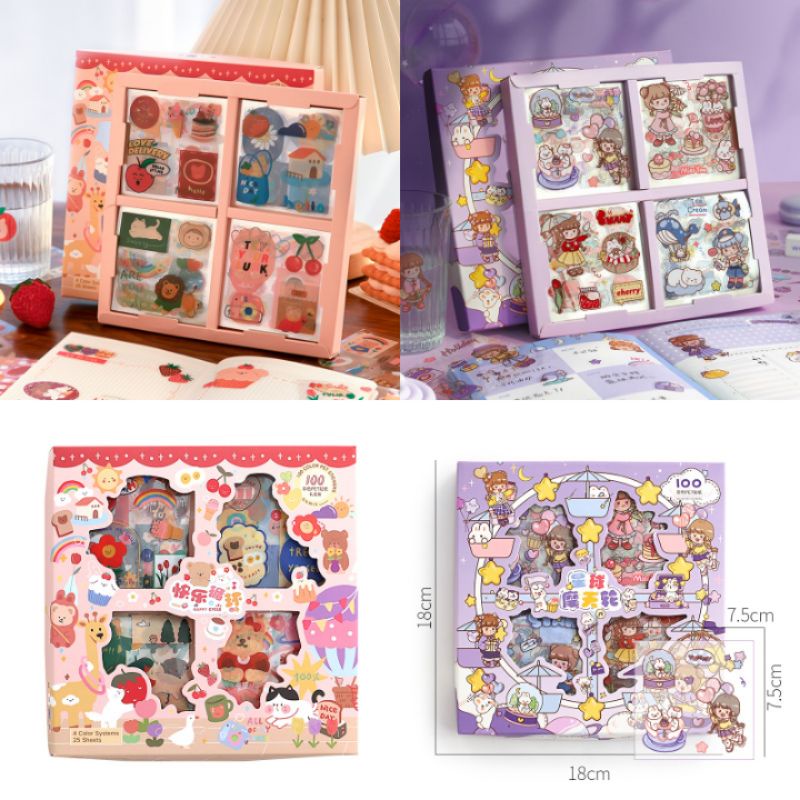 

Stiker PVC Aesthetic Tumblr Beruang Kelinci Sticker Bear Bunny Korea DIY Kartun 1 Lembar