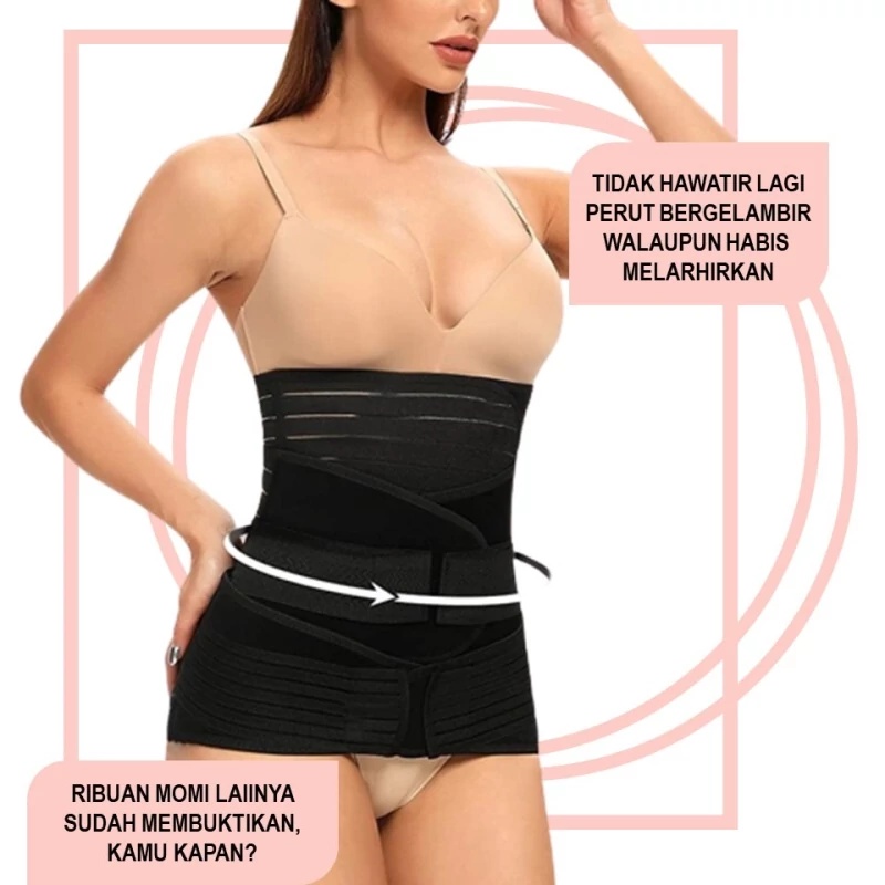 Korset Stagen Hitam Maternity 3 In 1 Korset Pasca Melahirkan Pembentuk Perut Yang Ideal