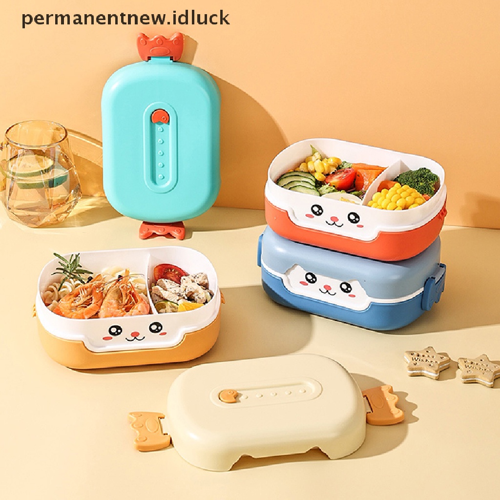 Kotak Makan Siang Bento Bentuk Persegi Panjang Motif Kartun Anime Bahan Plastik Anti Bocor Untuk Anak Sekolah