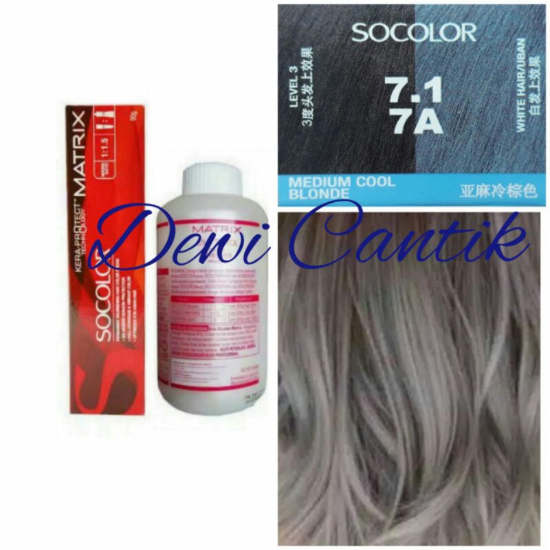 MATRIX SOCOLOR NO. 7.1 MEDIUM COOL BLONDE DAN OXYDANT