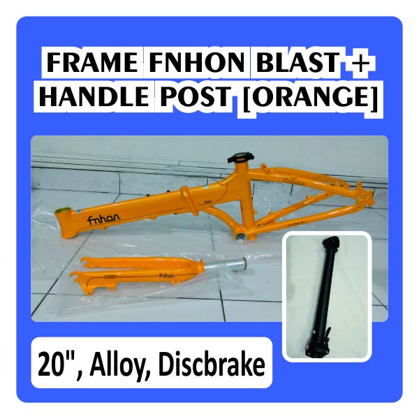 Frame Set &amp; Handle Post HP FNHON BLAST Kuning Discbrake 20 inch New Db Sepeda Lipat Orange Yellow