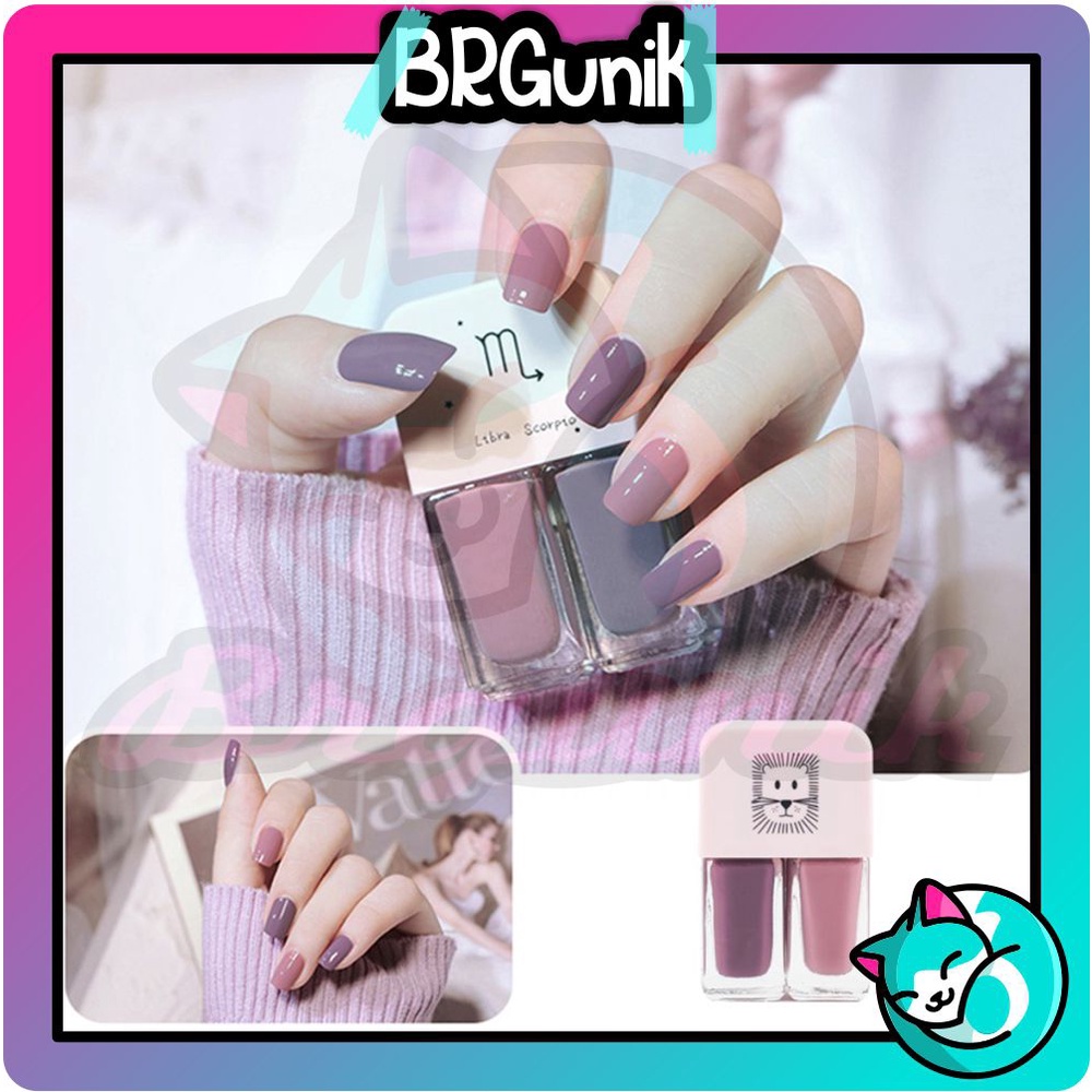 BRGUNIK 2IN1 Kutek Halal Kuteks 2 Tone Kutek Korea Cat Kuku Muslimah Gel Nail polish R610