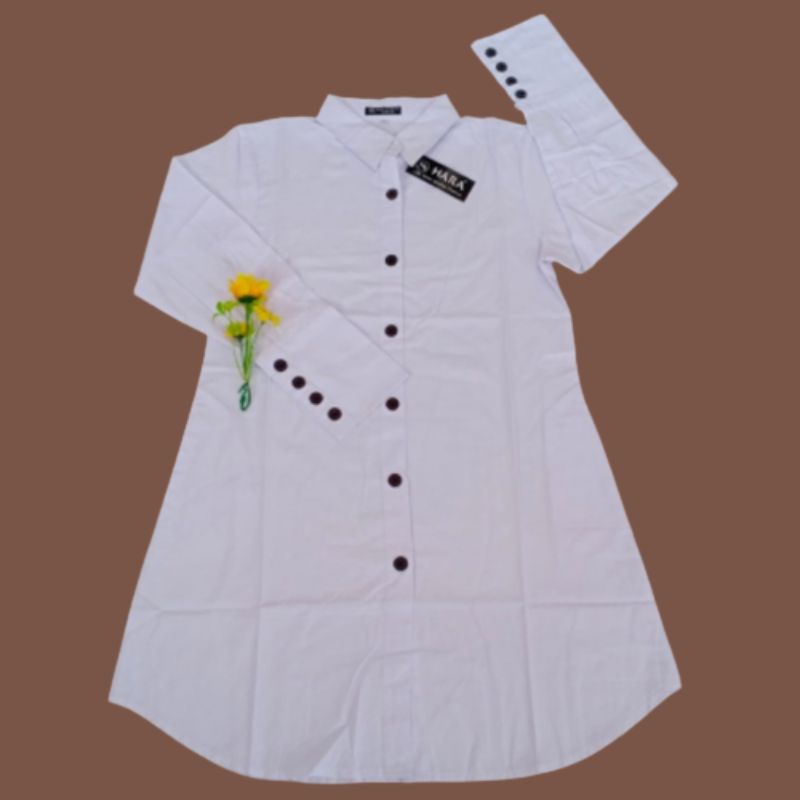 KEMEJA TUNIK PUTIH POLOS//KEMEJA POLOS WANITA KATUN OXFORD