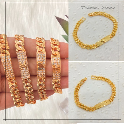 Gelang Rantai Titanium Wanita Anti Karat Xuping Lapis Emas Perhiasan Fashion Wanita Berlapis Emas KTA22