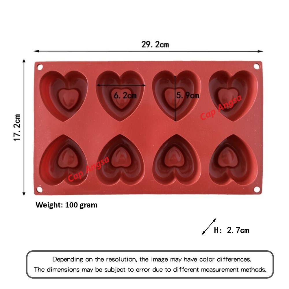 CETAKAN SILIKON HATI DONAT 3D SILICONE MOLD LOVE HEART DOUGHNUT DONUT JELLY AGAR COKLAT SILICON MOULD 8 CAVITY