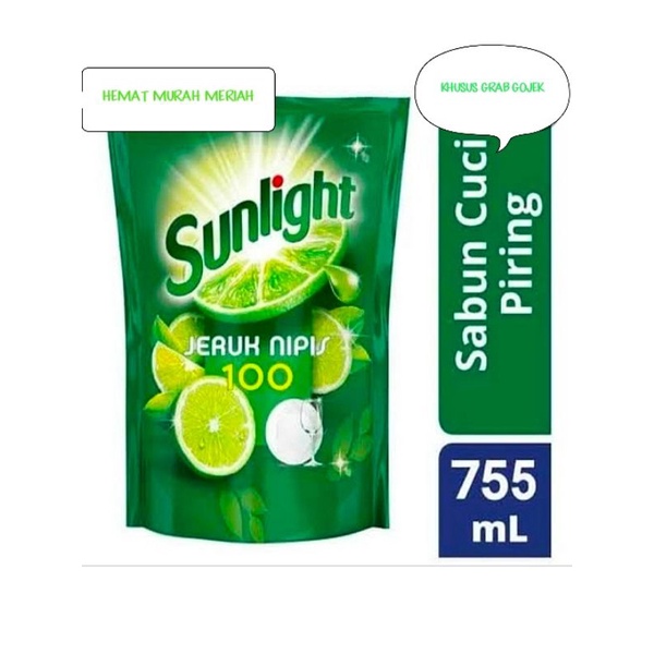 Sunlight Sabun Cuci Piring 755 ml jeruk nipis / lime / habatusaudah / mint x 1 dus isi 12 Pouch