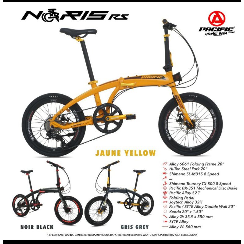 Sepeda Lipat 20 inch Pacific Noris RS Alloy 8speed