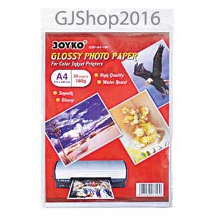 

Glossy Photo Paper Kertas Foto Mengkilap A4 Tebal 180gr 180 gr Joyko GSP-180-A4 (Isi 20 Lbr)