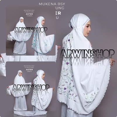 Mukena Bsy Punggung Aster Bordir - Mukena Putih Bahan Bsy Lembut Non sutra