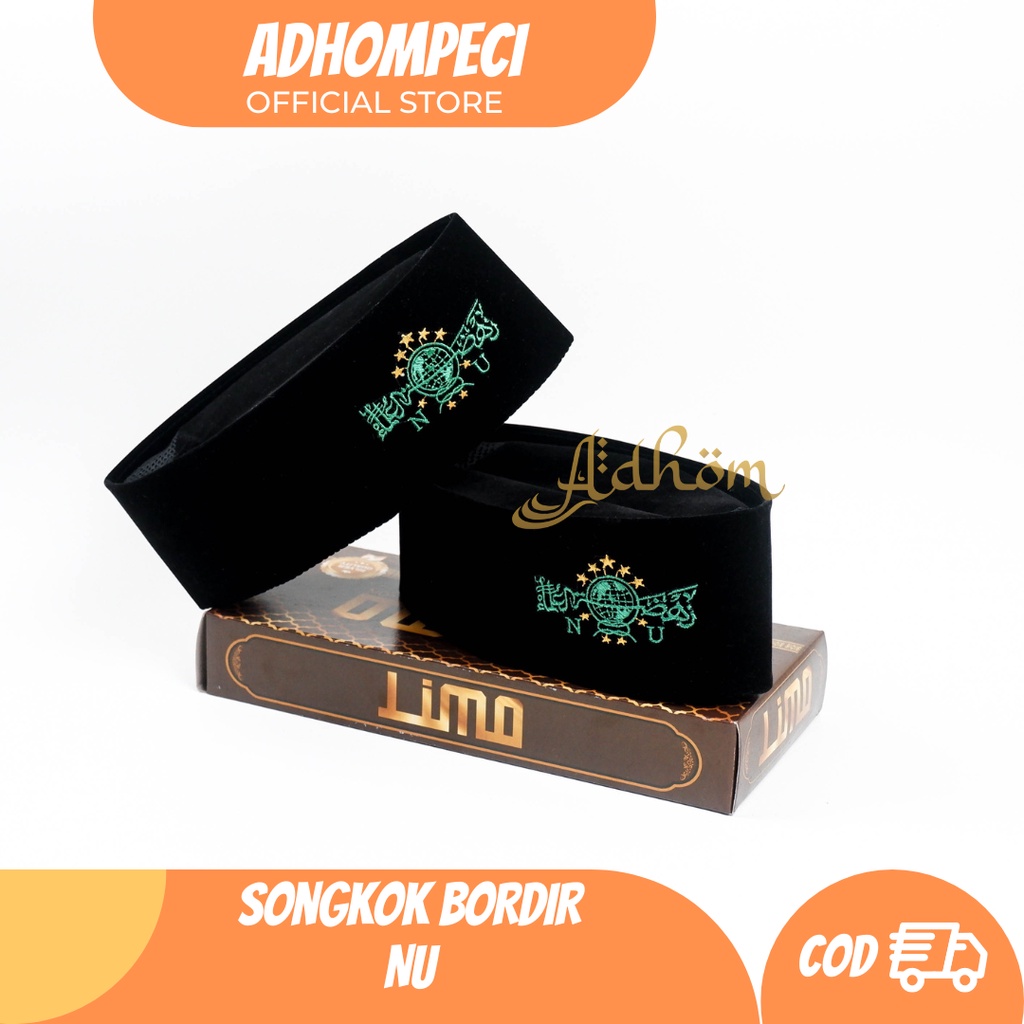 Songkok Peci Kopiah Hitam Bordir NU Berkualitas, Kopiah Bordir NU