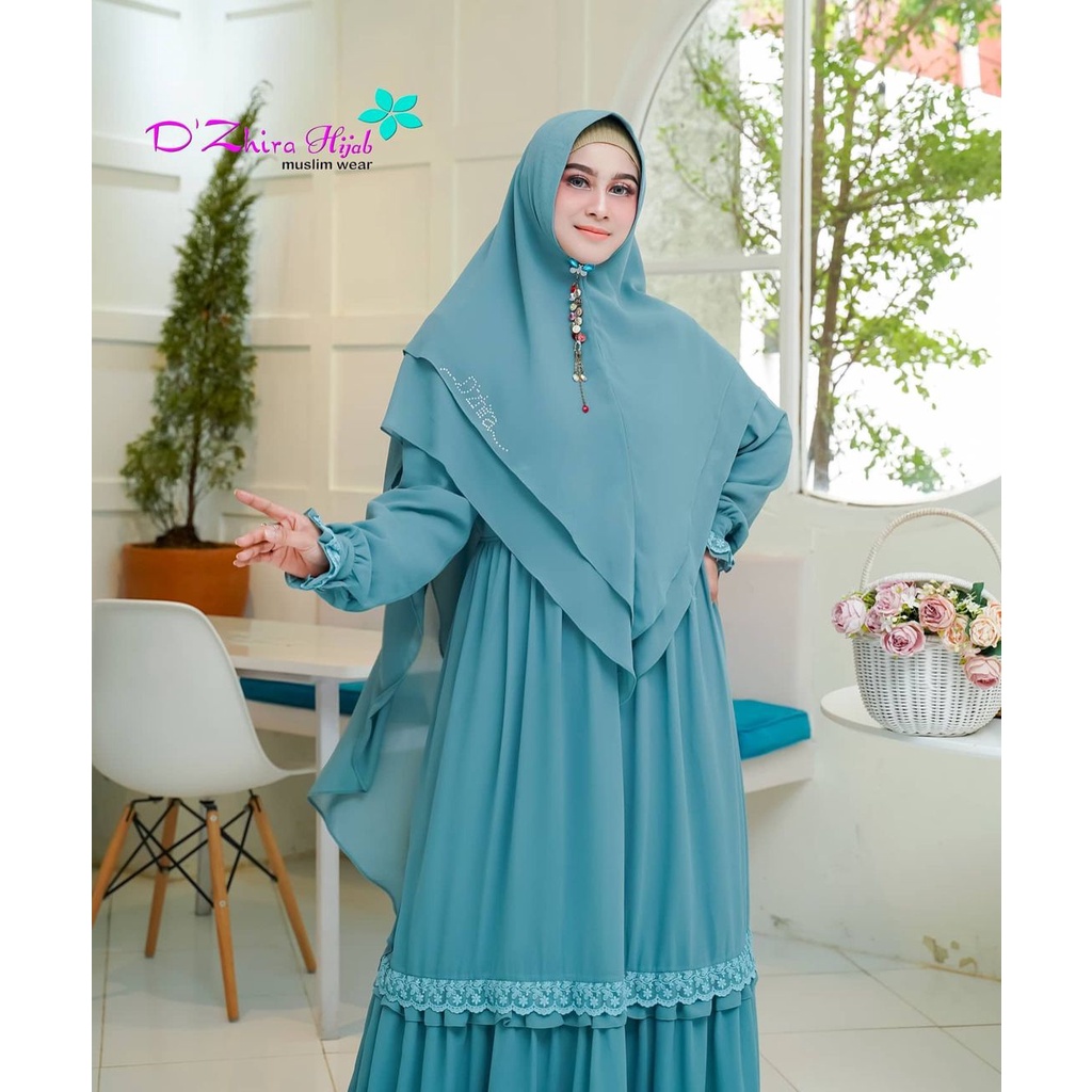 Kinara Syari Gamis Syari Ceruty Ootd Wanita Set Hijab Baju Wanita Jumbo Gamis Renda Setelan Wanita Muslim Mazaya