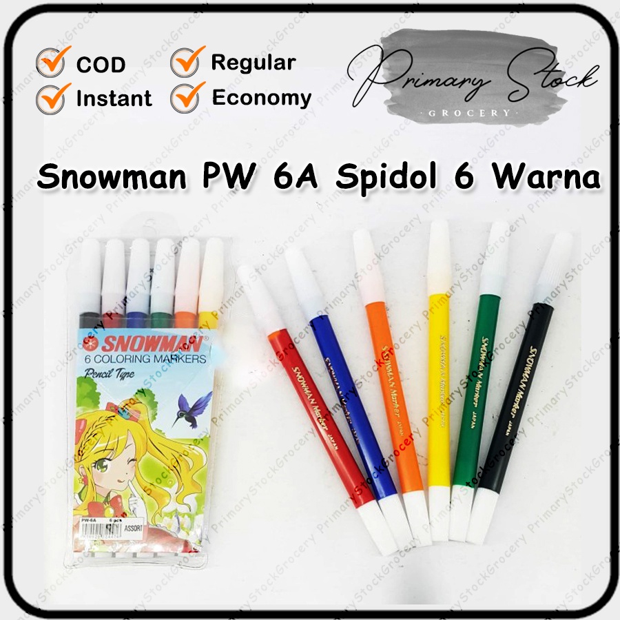 

Spidol Warna Warni 1 Set Murah Snowman 6 Warna Lengkap PW 6A