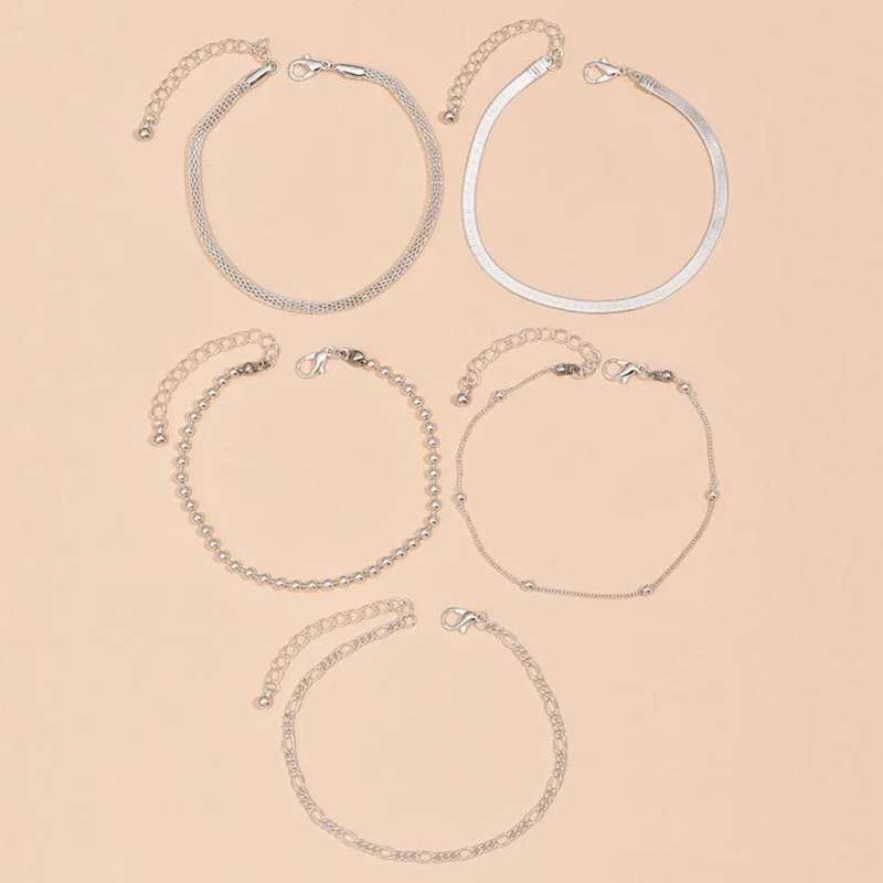 [ACKER] 5Buah/Set Manik-manik Multilayer Gelang Rantai Ular Set Untuk Wanita Dengan Sandal Kaki Ke Bawah Gelang Pergelangan Kaki