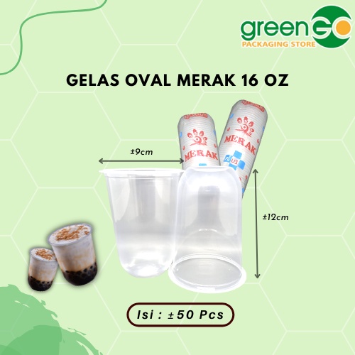 GELAS PLASTIK OVAL POLOS 16OZ 50PCS GELAS PLASTIK MERAK BENING TEBAL GELAS MINUMAN BOBA MURAH TEBAL 