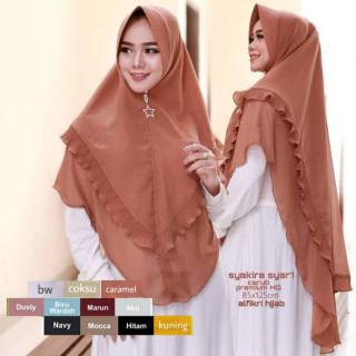  Jilbab  Khimar Syari Ceruty dua layer Plisket Olivia Jumbo 