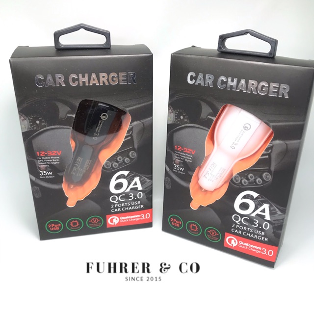 Car Charger Mobil 2 Ports USB Adaptor Quick Charge 3.0