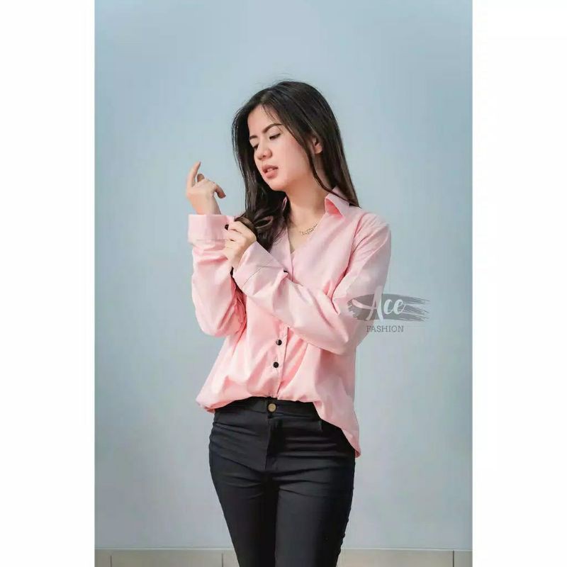 KEMEJA WANITA POLOS CAROL SHIRT BAHAN TEBAL-4