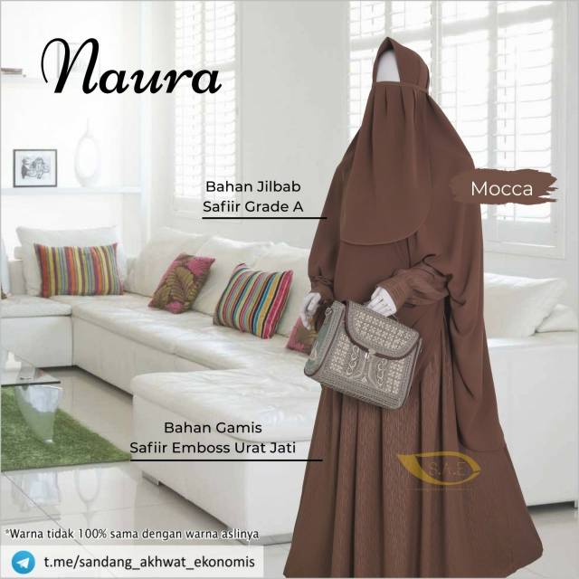 Set Gamis Naura by SAE | Gamis Embos | Khimar wolfis