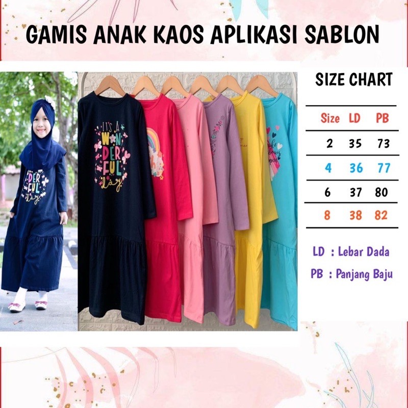 Gamis Anak Sablon Smilee Original Size 2.4.6.8 Tahun Pakaian Anak Perempuan Super Super Premium Best Seller Termurah Terlaris