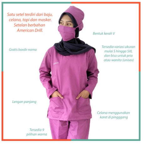 Pakaian Baju Seragam Kerja Ok Perawat Oka Drill Murah Jaga Petugas Medis Terbaru Lengan Pendek Med S