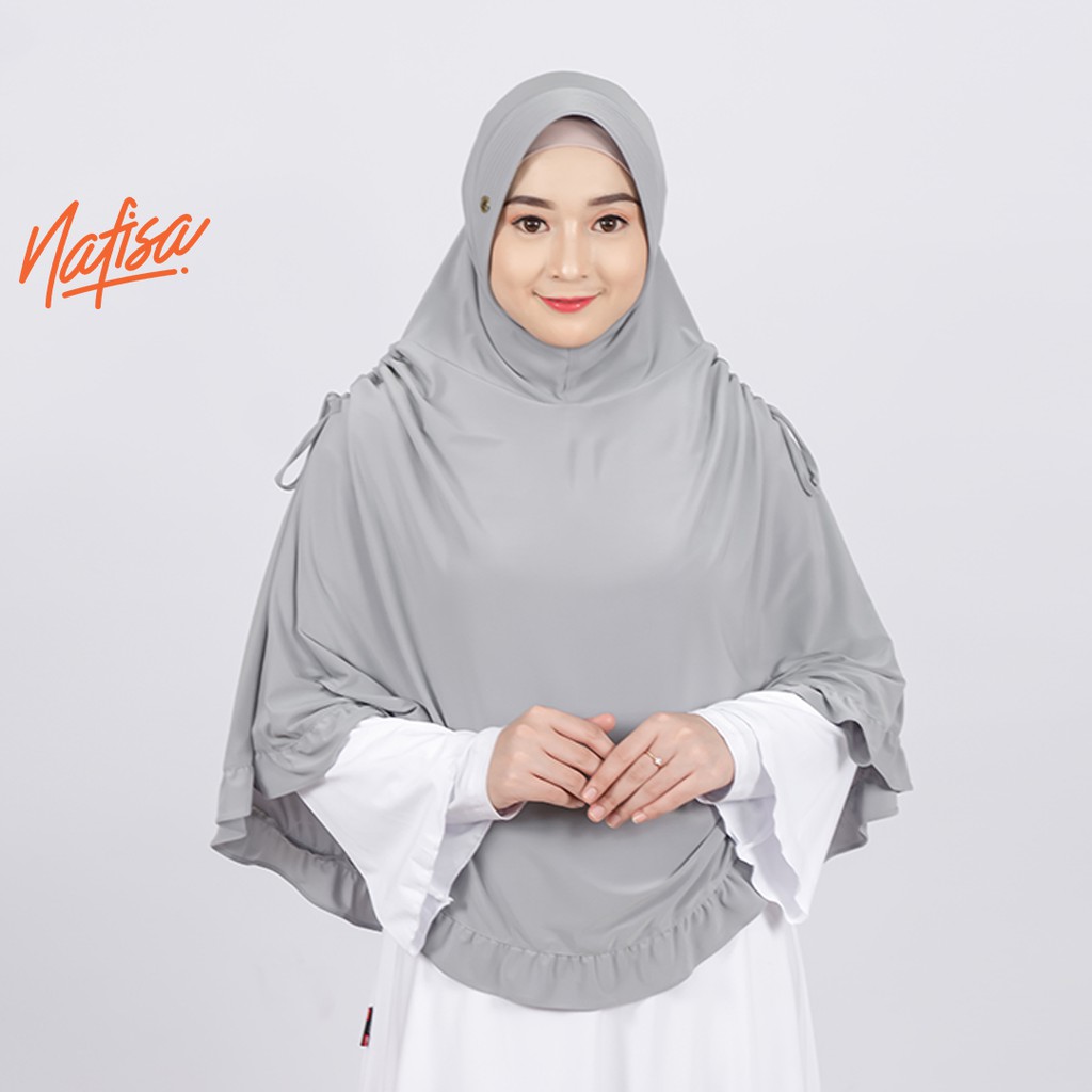 Jilbab Instan Syari Nafisa Bst | Hijab Instan Pet Bergo Premium Ped Kerudung Instan Serut Kanan Kiri