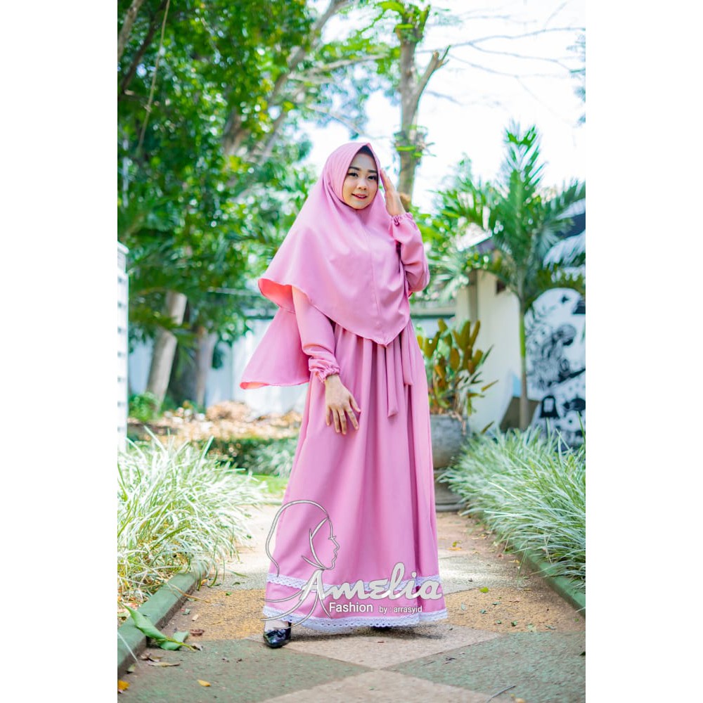 Gamis Itycepe Silvia set syari Renda Bawah Busana Muslim Wanita Syari