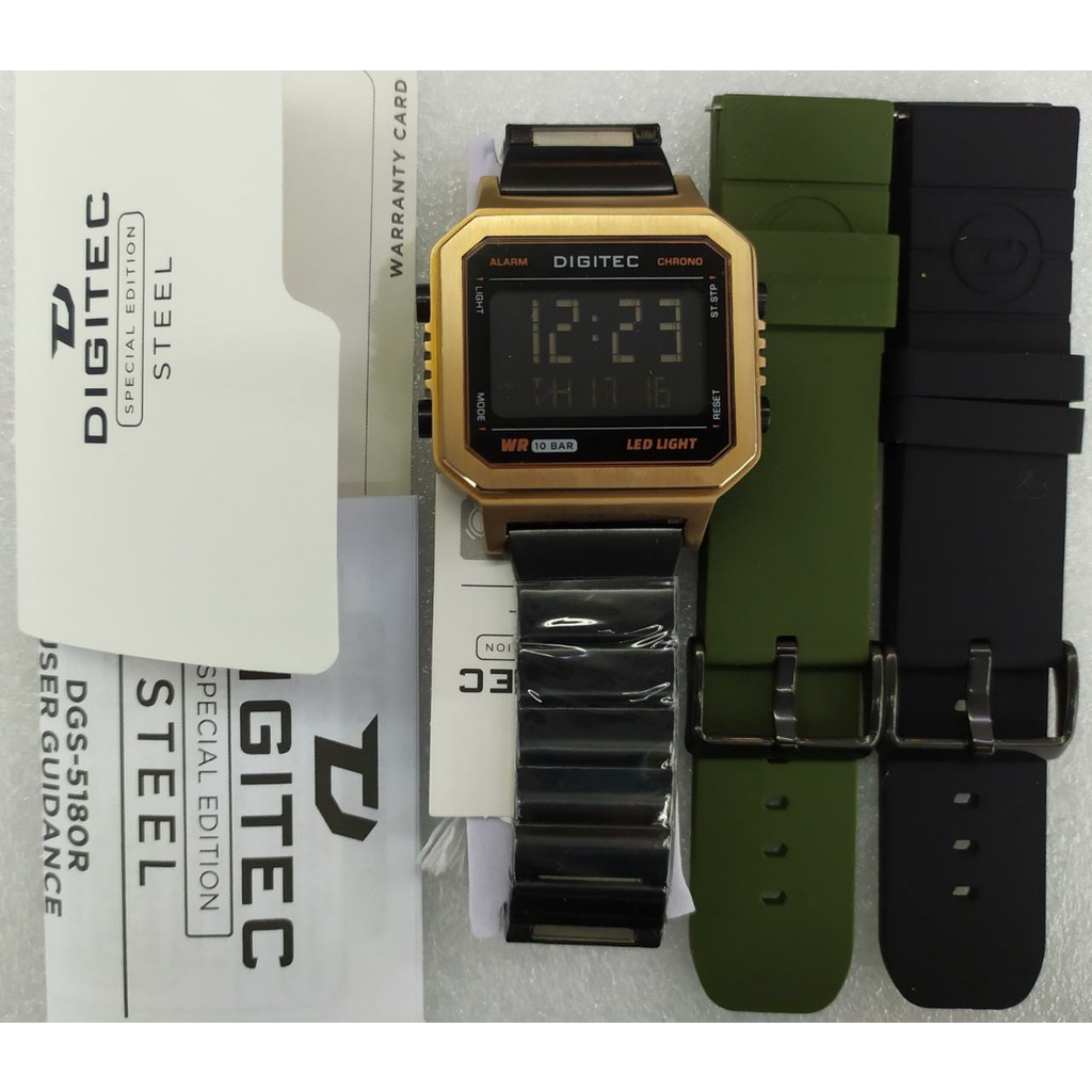 Jam Tangan Digitec Extra Straps DGS5180R DGS-5180R -BK-4 Original Murah