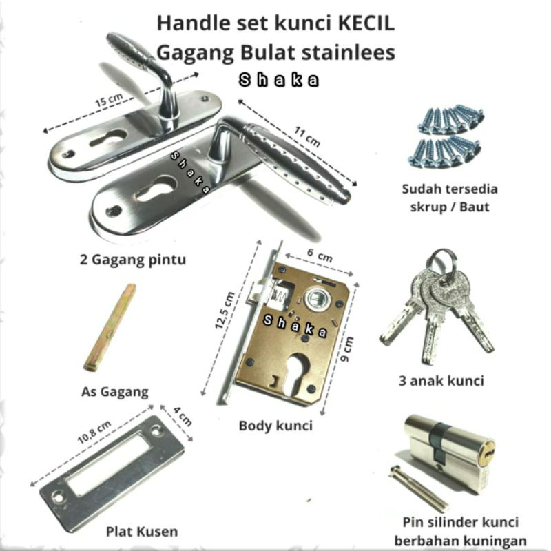 Handle set kunci pintu rumah stainless kecil 15cm gagang pintu rumah stainless tarikan pintu rumah s