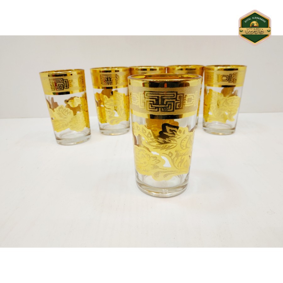 PROMO Gelas Motif Gold Import - Gelas Set Turky - Gelas Set Murah - Gelas Sahi Gold - Cangkir motif