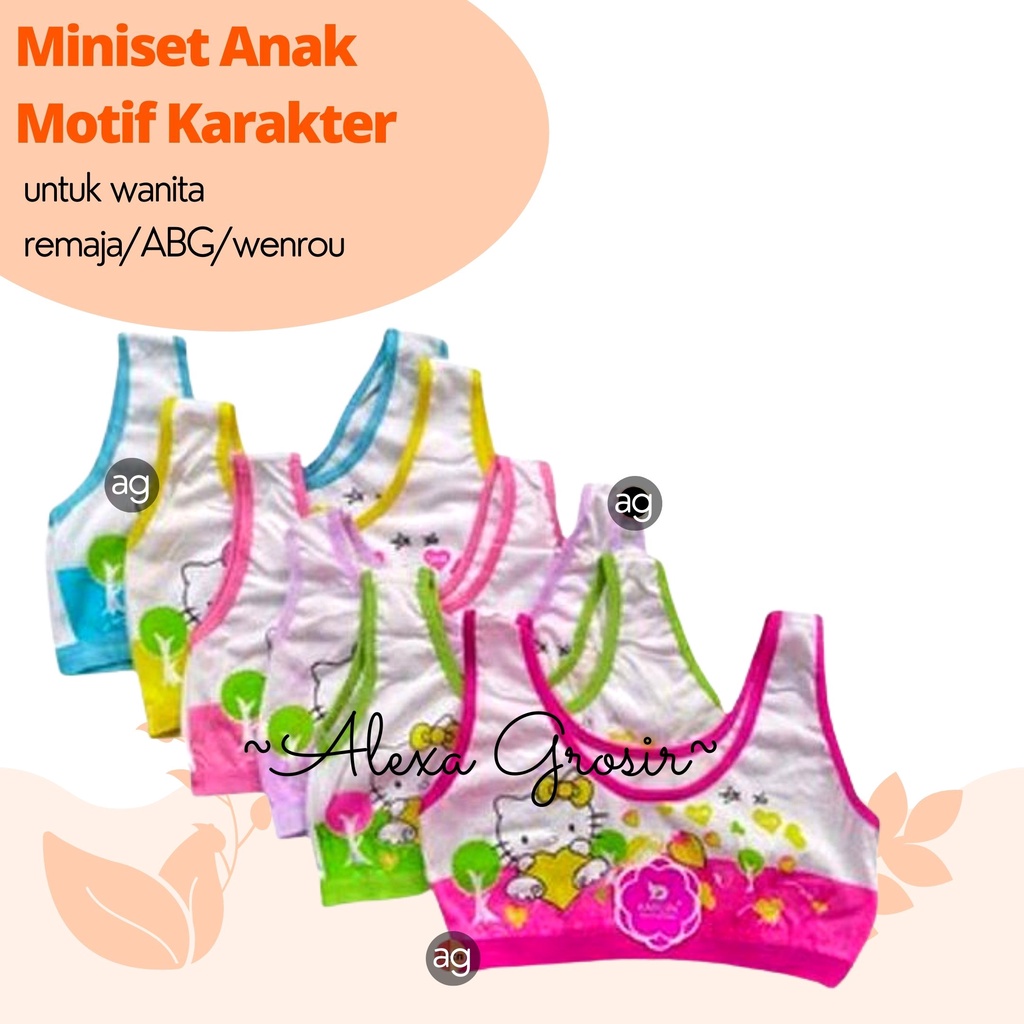 miniset anak ABG, bra motif karakter lucu wanita remaja ,wenrou, alexa