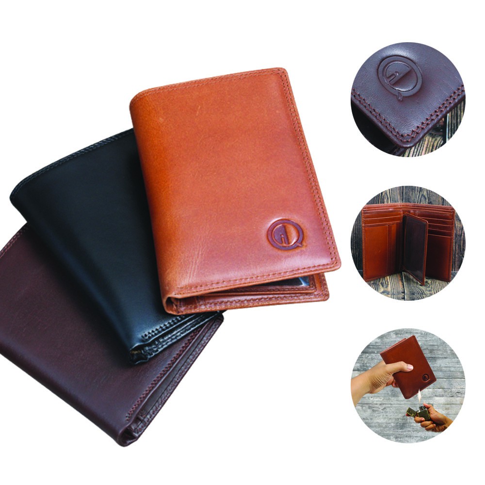 Dompet Kulit Pria Wanita unisex eksklusif by Qi leather 16 slot bahan KULIT SAPI ASLI 100% D003 QI16