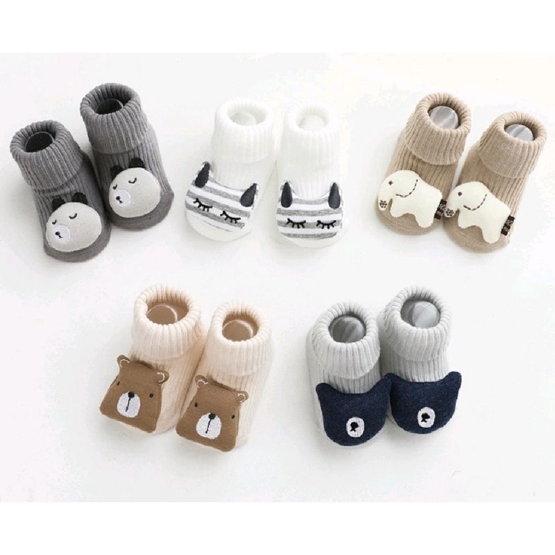 KAOS KAKI PREWALKER 3D KARAKTER Kaos Kaki Anak Motif Boneka Binatang 3D Anti Slip Size 6 - 12 Bulan