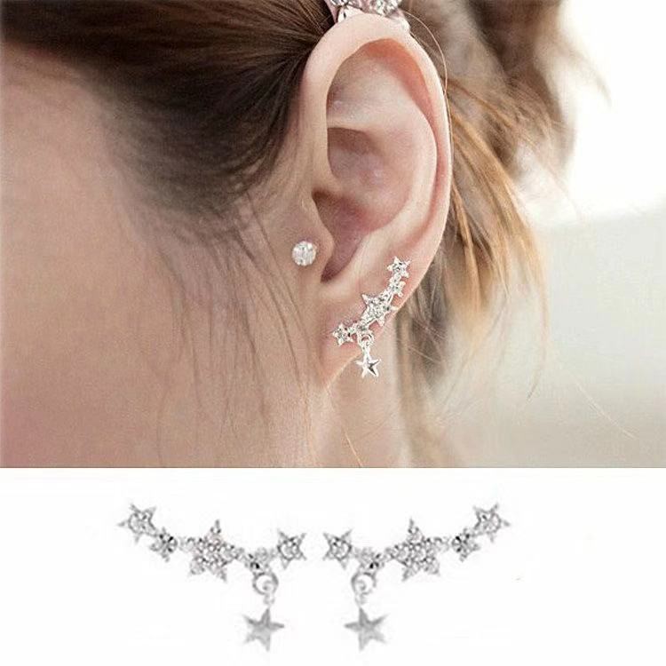 Anting Tusuk / Anting Stud Wanita Motif Bintang Earcuff Aksesoris Import