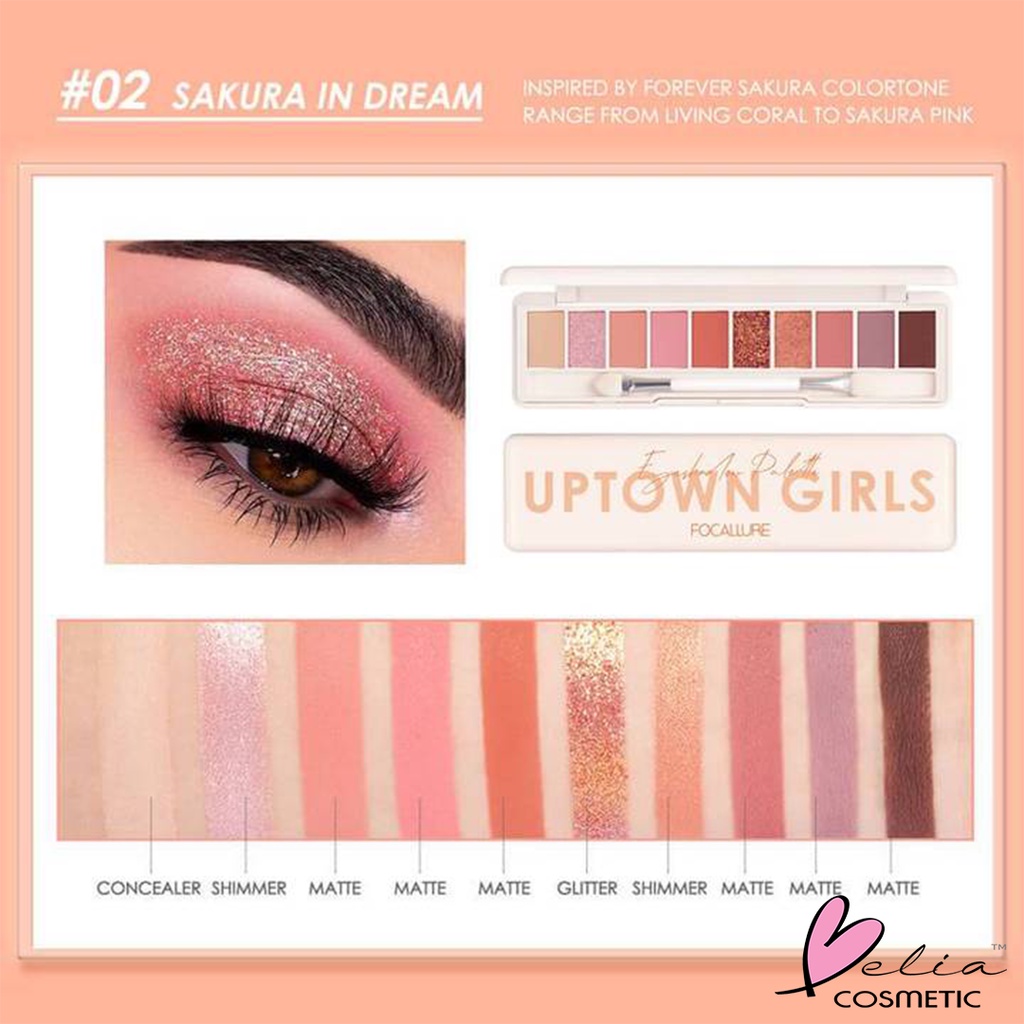 ❤ BELIA ❤ FOCALLURE Uptown Girls 10 Color Eyeshadow Palette FA158 | Tahan Lama | High Pigmented | BPOM