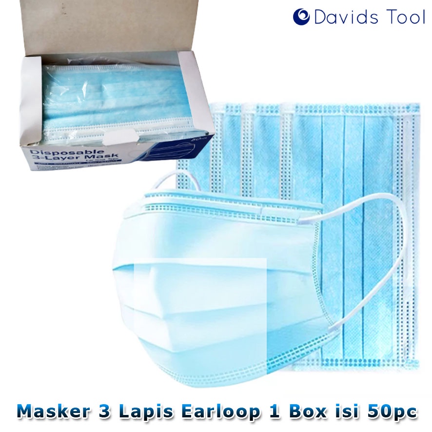 Masker disposable medis bedah 3 ply lapis earloop dokter