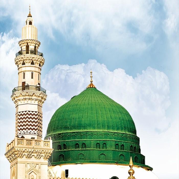 BISA COD POSTER UKURAN JUMBO 50*75CM BAHAN luster KUBAH HIJAU MASJID NABAWI
