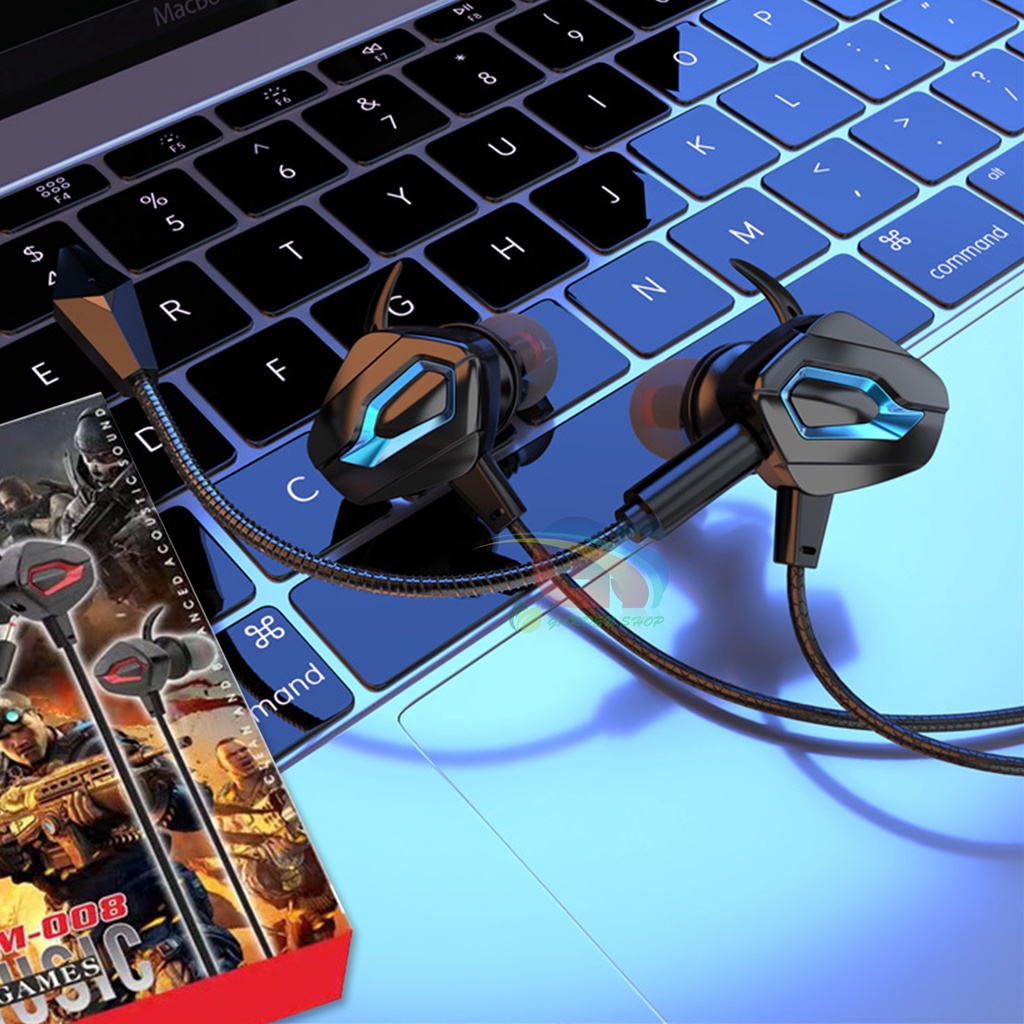 Headset Gaming Wired Bass Noise Cancelling dengan Mic Earphone Hifi Handsfree - Earphone gaming