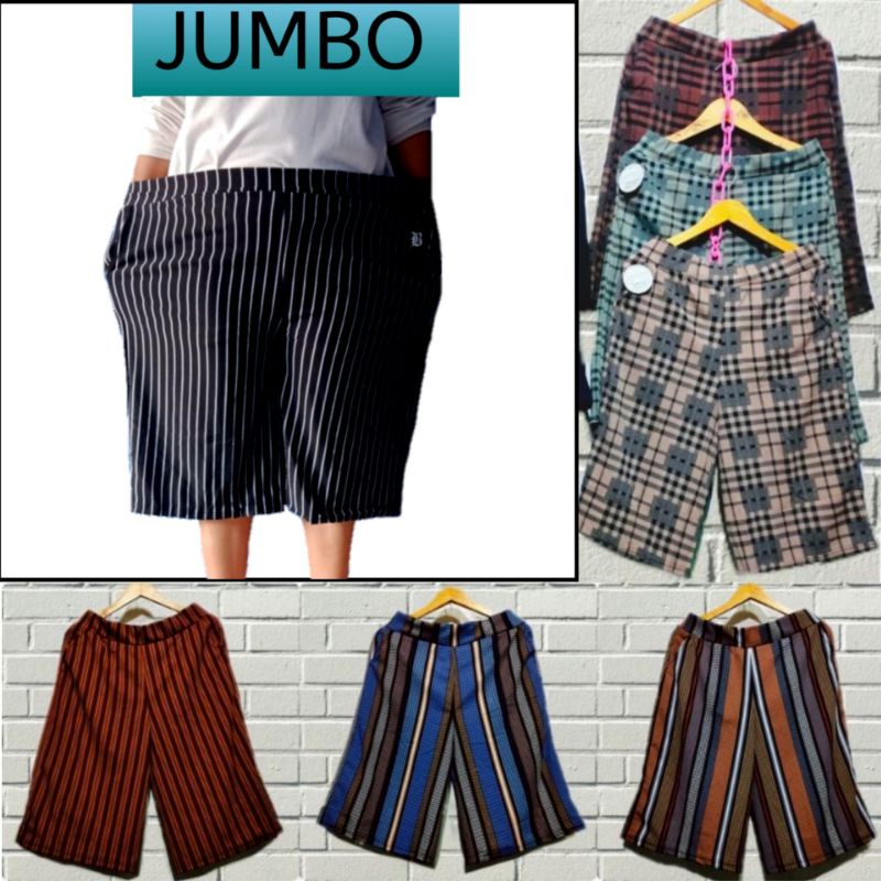 Celana kulot pendek Big size super jumbo wanita salur crepe