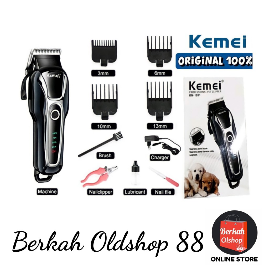 Berkah Oldshop 88 - Alat Cukur Hewan peliharan Pet Clipper Kemei KM-1991 Rechargeable