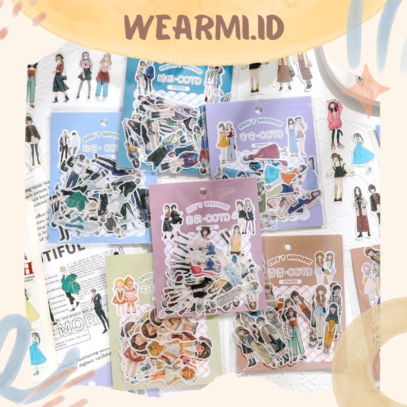 

40 pcs Sticker Pack Girl Boy Character Stylist OOTD Scrapbook Jurnal Bujo DIY Wearmi
