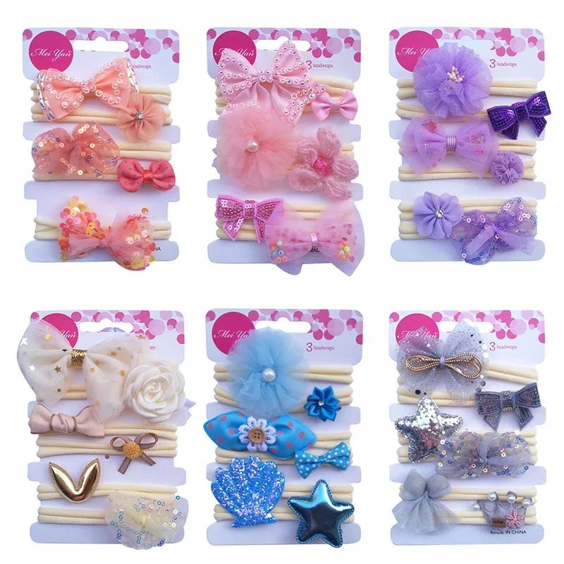 (Pimenova) 1 set (isi 6pcs) baby nylon headband / bando bayi / bandana anak baby headband nylon usa