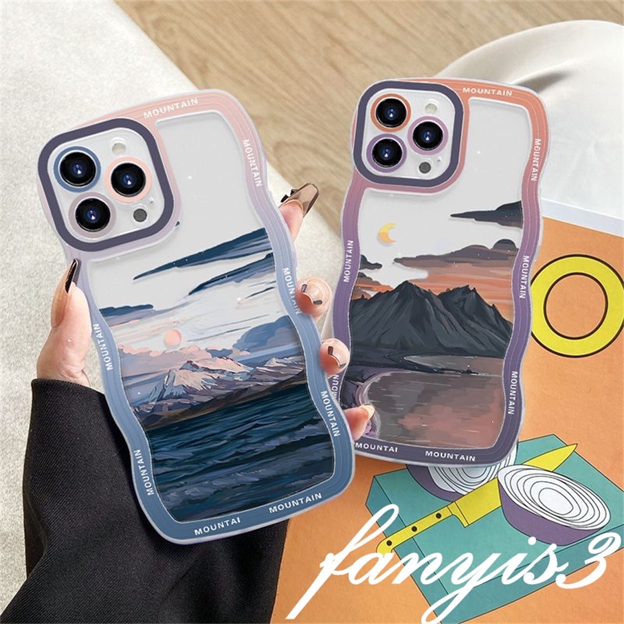 Redmi 12C A1 10C 10A 10 9 9A 9C 9T Note 11 Pro+ 11s 11 10s 10 9s 9 8 Pro Xiaomi Poco X4Pro X3 Pro X3NFC M4 Mi 11 Lite 10TPro River Mountains Wavy Edge Phone Case TPU Soft Protective Cover