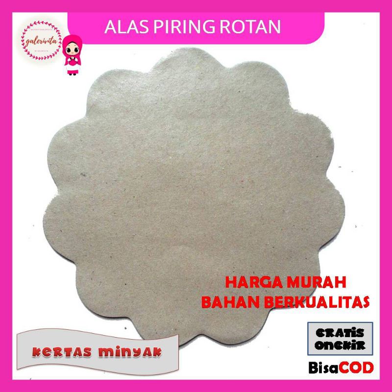 Tatakan Piring Rotan/Alas Piring Rotan/Kertas Nasi Cokelat Bunga/Kertas Nasi Bunga KembangA229