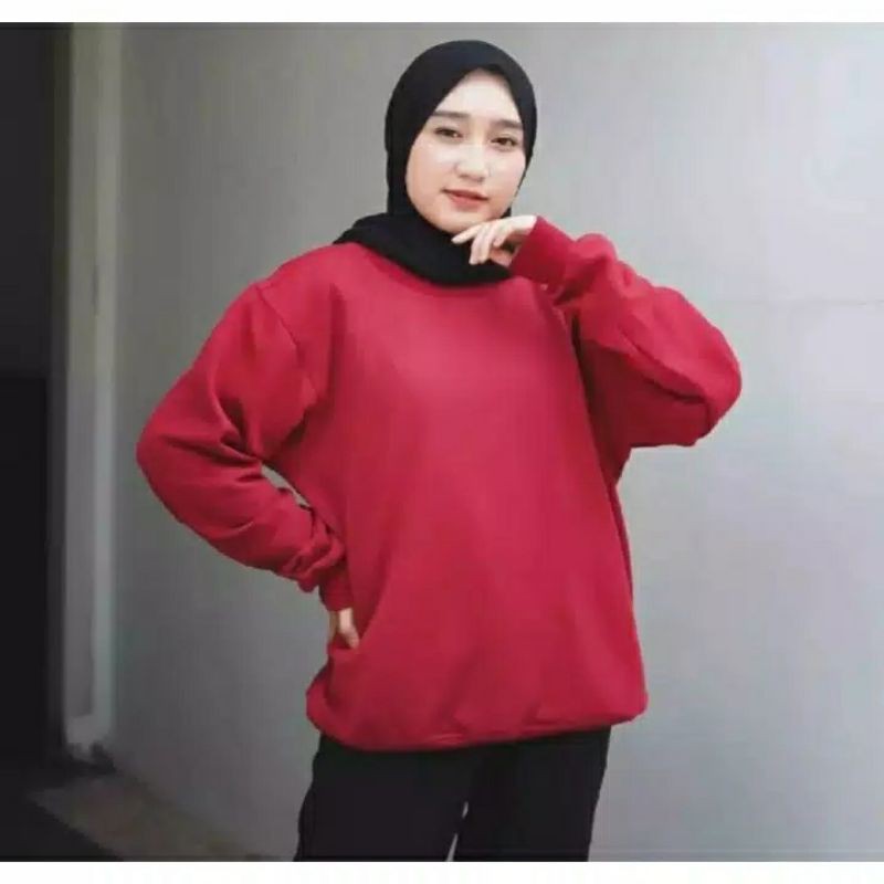 BASIC SWEATER POLOS WANITA BAHAN FLEECE