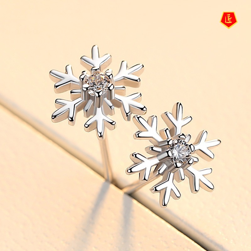 [Ready Stock]Creative Personality 925 Silver Snow Flower-Shaped Earrings for Women