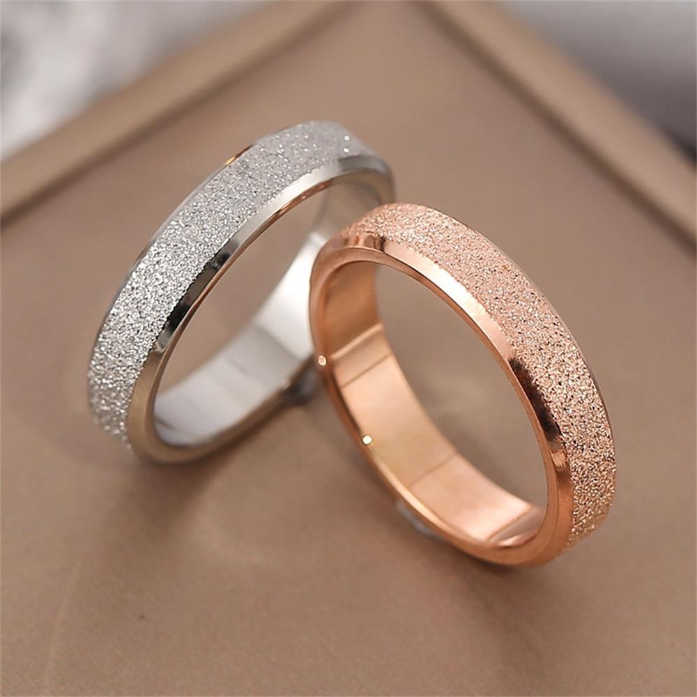 Cincin Bahan Stainless Steel Warna Matte Desain Bunga Untuk Pasangan