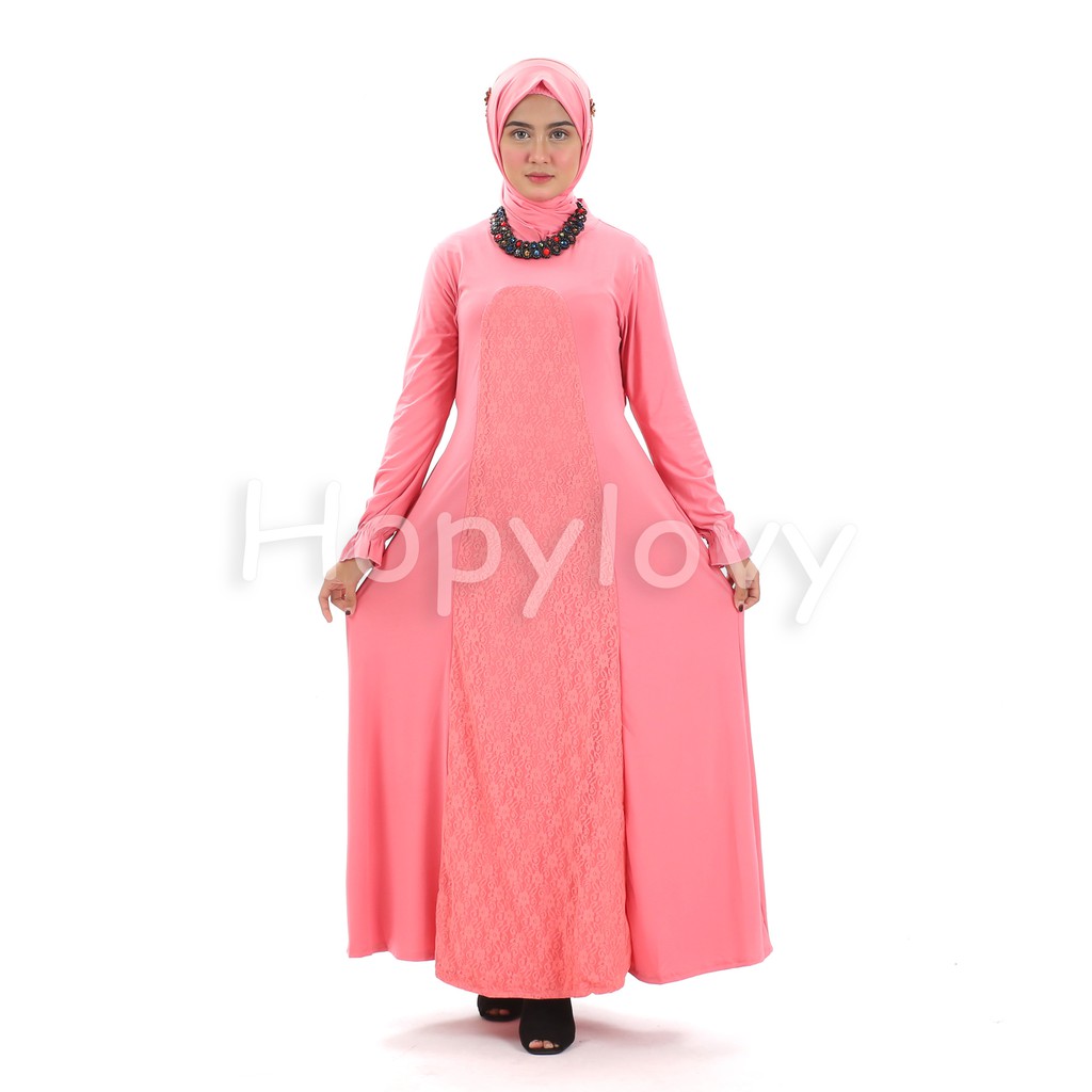 HOPYLOVY - Gamis Wanita Jersey Brukat RAYTA HIJAB + Free Pashmina