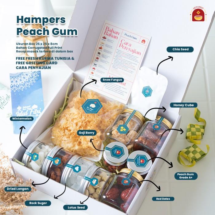 

Hampers | Hampers Idul Fitri Lebaran Paket Lengkap Peach Gum 10 In 1 Free Kurma