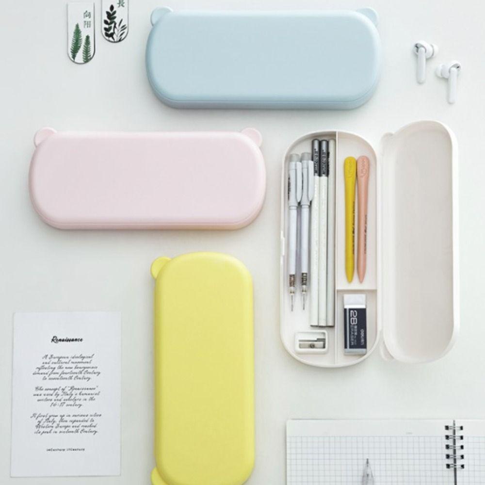 Lanfy Kotak Pulpen|Color Kawaii Morandi Color Bear Shape Desktop Storage Kapasitas Besar Siswa Stationary